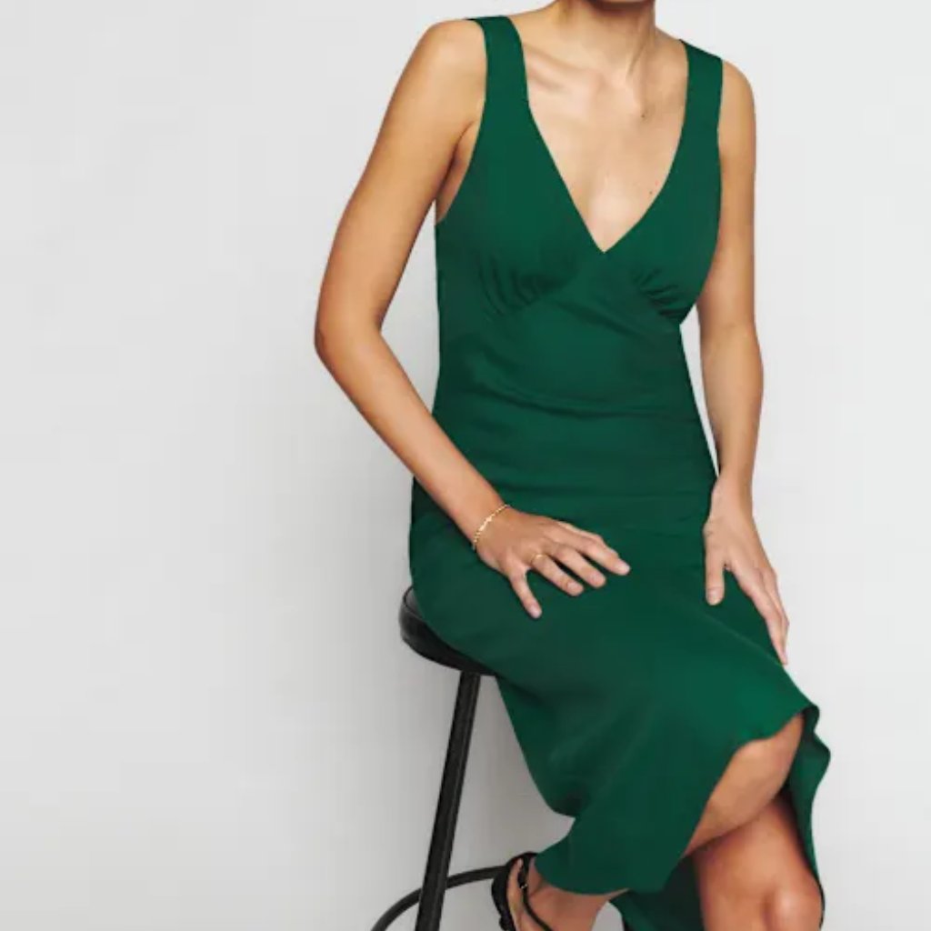 Reformation Beauden Dress Emerald - Size S
